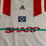 ORIGINAL! Hamburger SV 1992/93 Heimtrikot – Sharp #9 – Größe L (fällt größer aus)