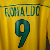 Brasilien 1998 Heimtrikot – Ronaldo #9 – Nike (L)
