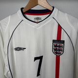 England 2002 Heimtrikot Langarm – David Beckham #7 – Umbro (M)