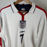 England 2004 Heimtrikot Langarm – Umbro (M) – Beckham #7