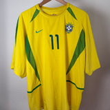 Spielerversion! Brasilien 2002 Heimtrikot – Nike (XXL) – Ronaldinho #11