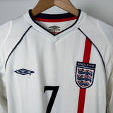 England 2002 Heimtrikot Langarm – David Beckham #7 – Umbro (M)