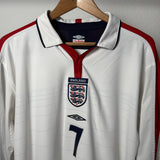 England 2004 Heimtrikot Langarm – Umbro (L) – Beckham #7