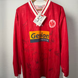Eintracht Frankfurt 1998/99 Heimtrikot Langarm – Kader unterschrieben – Neu mit Etikett (L)