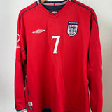 England 2002 Auswärtstrikot Wendetrikot Langarm – David Beckham #7 – Umbro (M/L)