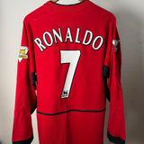 Manchester United 2003/04 Heimtrikot Langarm – Ronaldo 7 – Vodafone – M