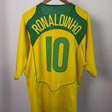 🇧🇷 Brasilien 2004 Heimtrikot – Ronaldinho #10 – Größe XL