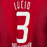 🔴⚫ Bayer 04 Leverkusen 2002 Heimtrikot – Lúcio #3 – Größe 176 / S