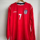England 2004/06 Heimtrikot – Beckham (#7) – Langarm – XL