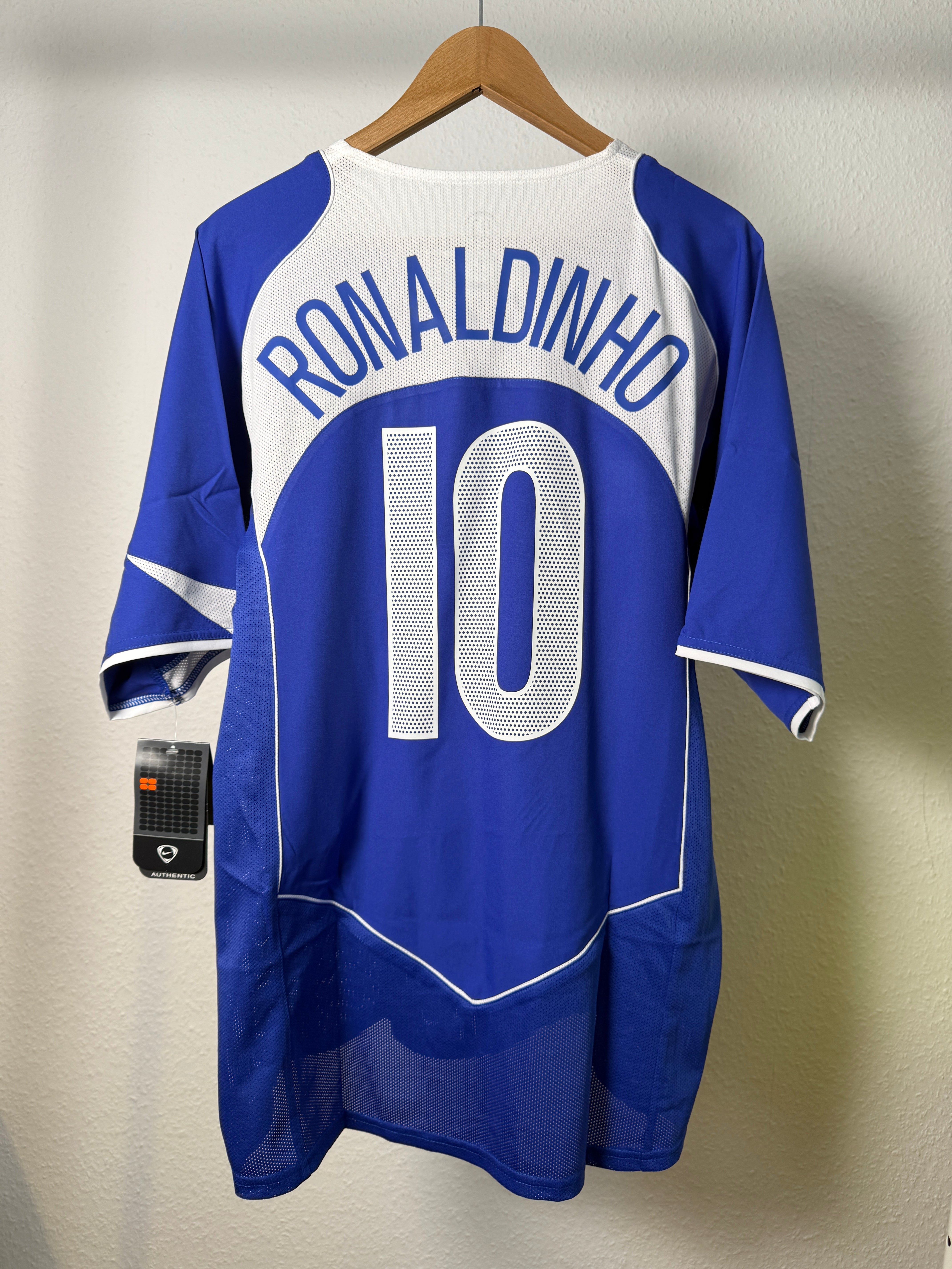 Brasilien 2004 Auswärtstrikot Ronaldinho #10 XL Rückseite