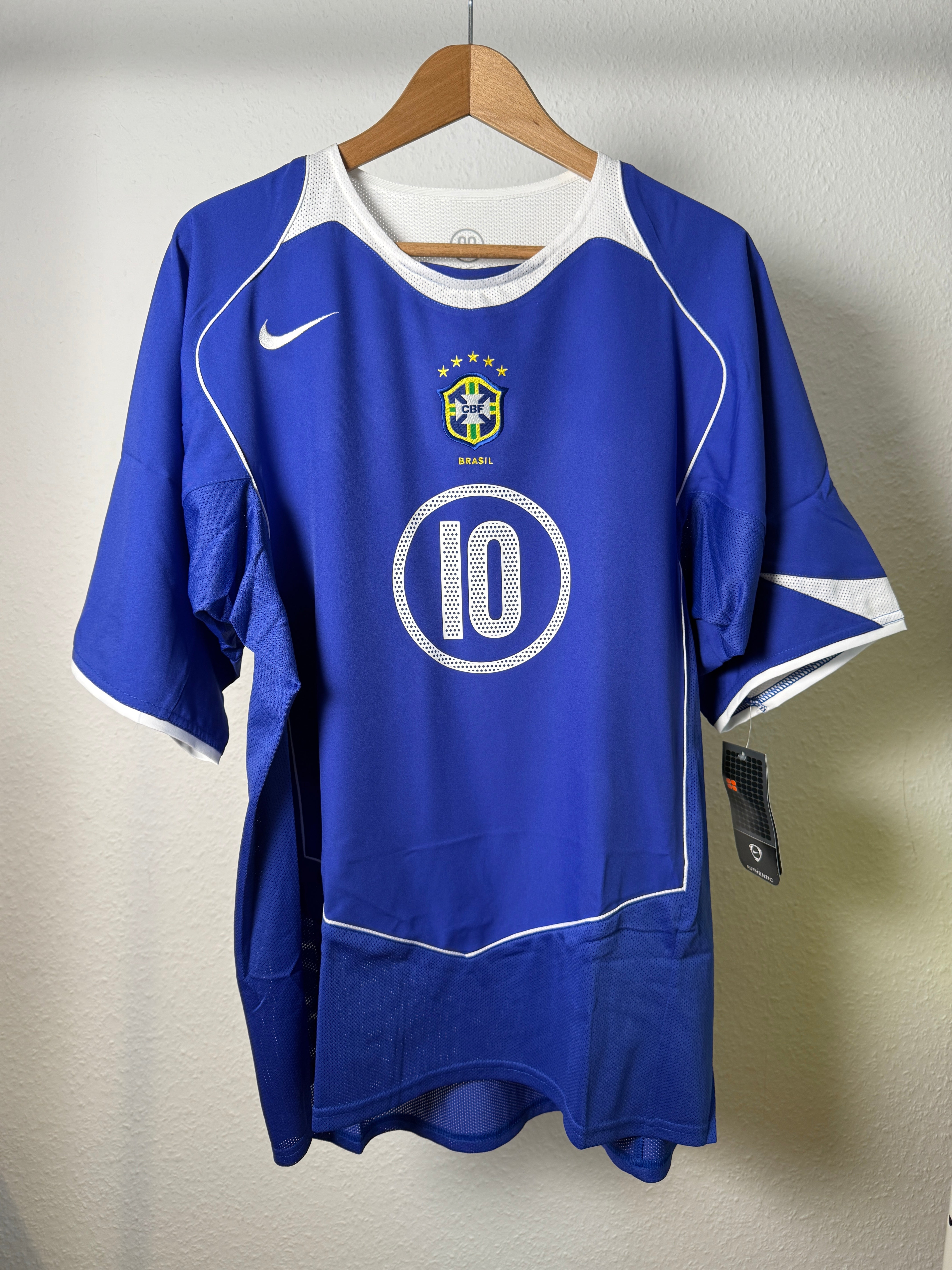 Brasilien 2004 Auswärtstrikot Ronaldinho #10 XL Vorderseite